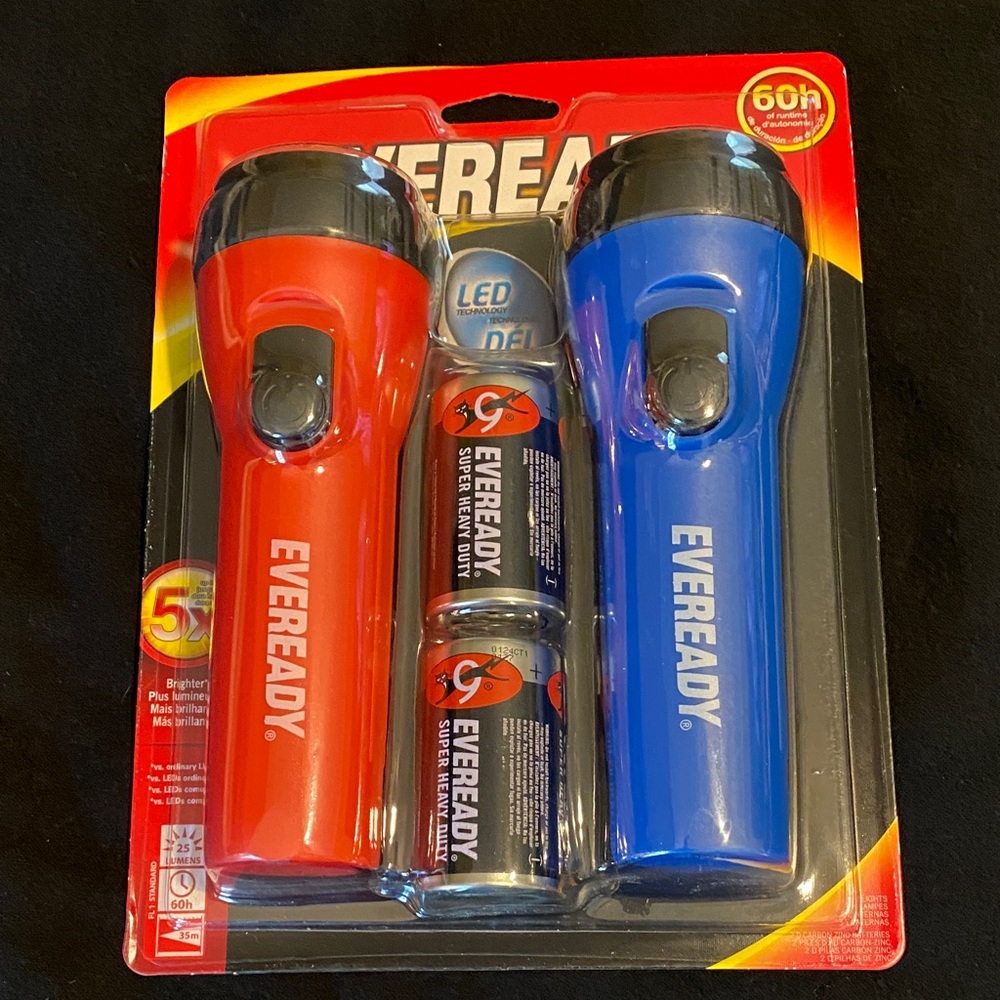 NIB Eveready Red and Blue LED Flashlights with Batteries